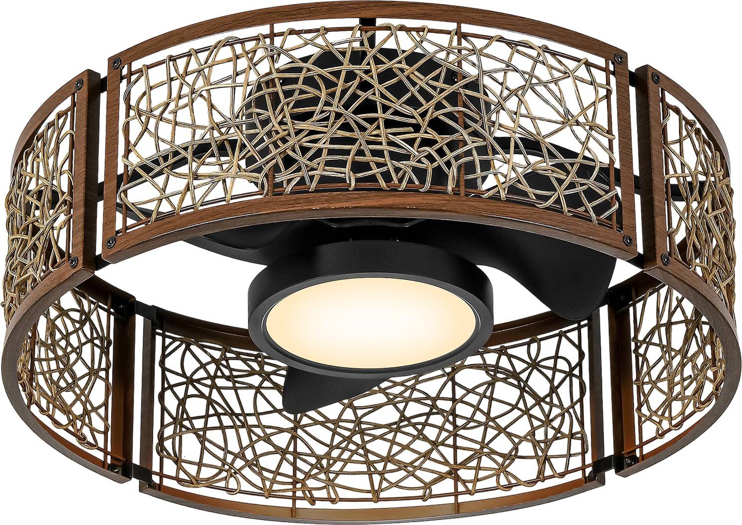 Rattan ceiling fan TALOYA 20-in Rustic Dark Walnut Rattan Flush Mount Ceiling Fan