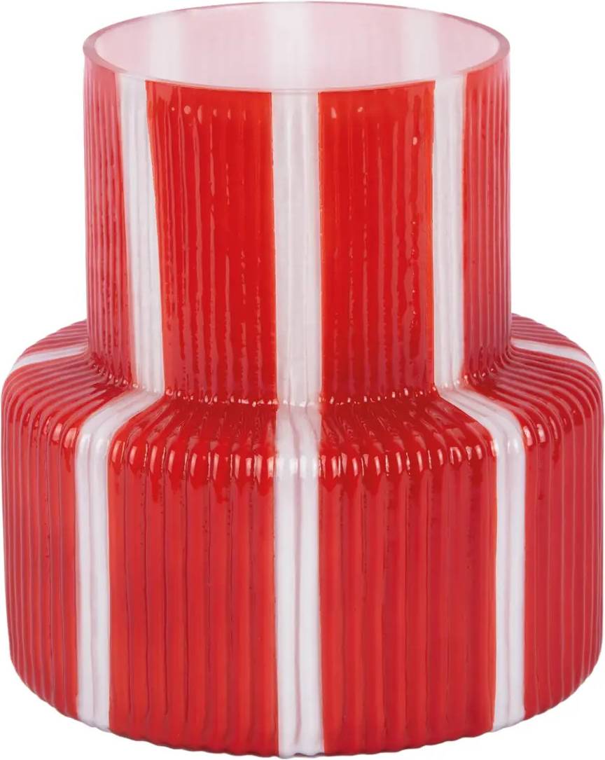 Present Time Vase Rayado Retro Wide Rouge Vase