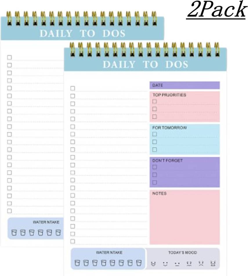 2-Pack To Do List Notepad 60 Sheets Blue