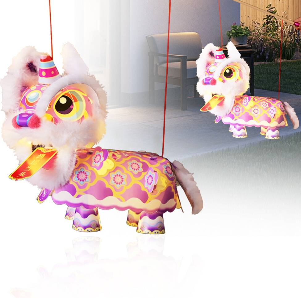 Lion Dance Paper Lantern 9 Inch String Lights