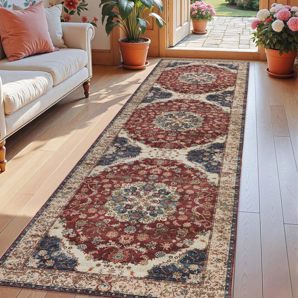 Extra large rugs for living room RedTraditional Extra Large Rug 80 x 150 cm Red