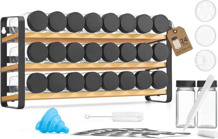 4-Tier Bamboo Steel Spice Rack