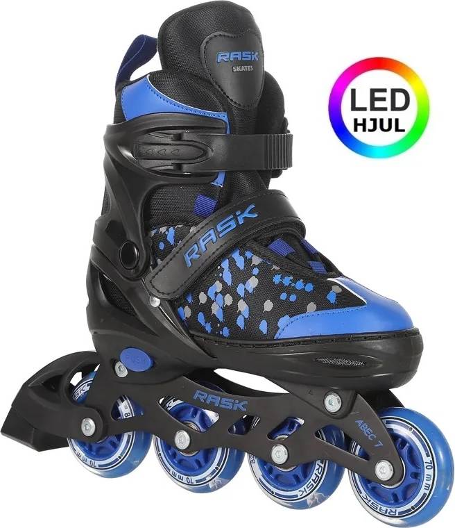 Rask Splash Blue LED Inliners Rulleskøjte Str 34-37