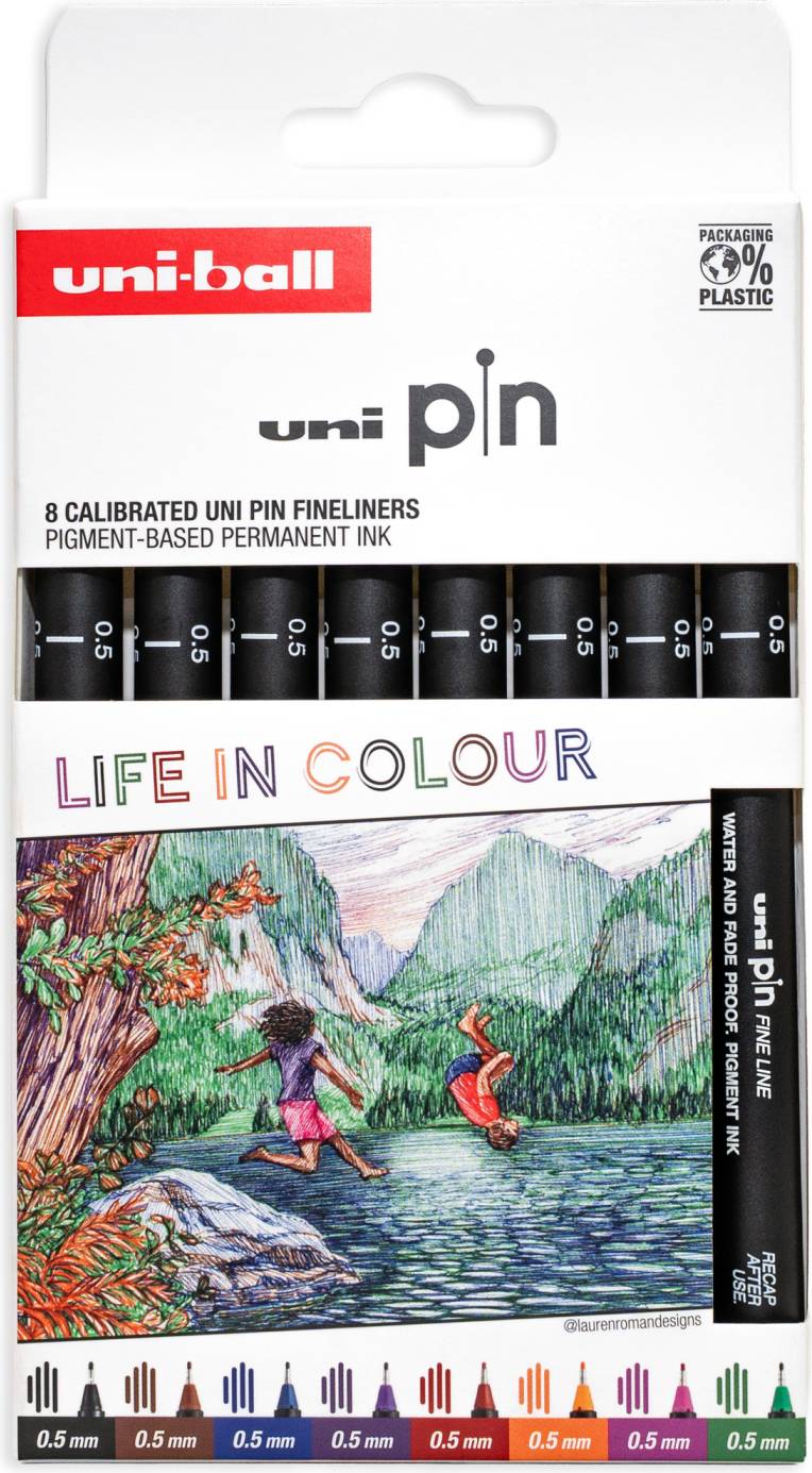 Uni Pin Fine Line Colours 8-Set