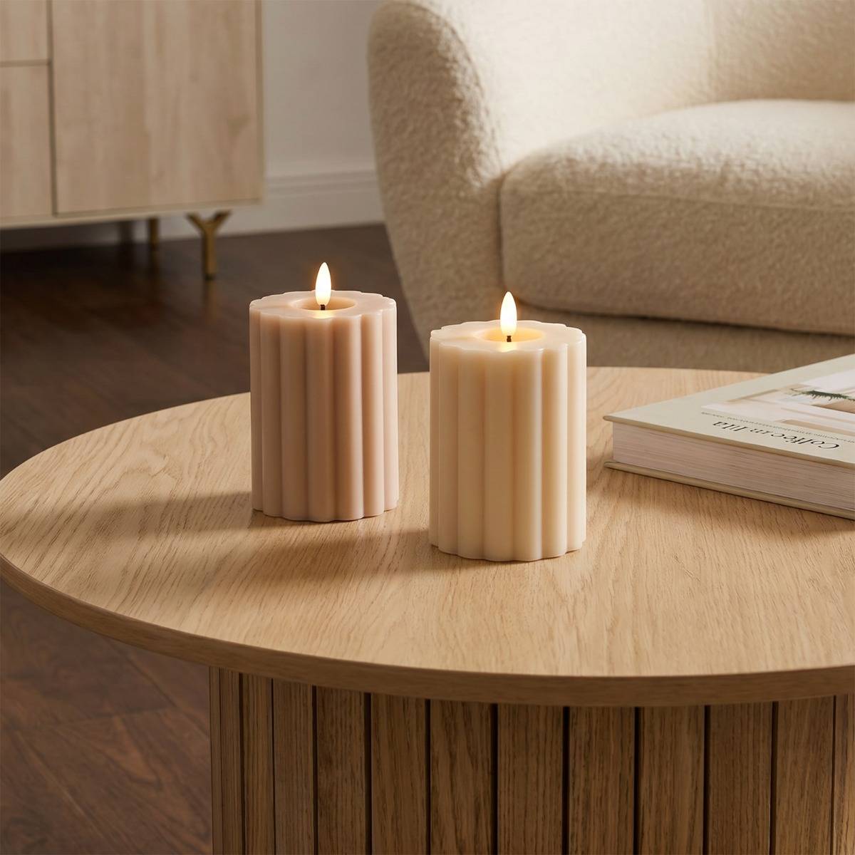 OHS LED Ribbed Candles 2 Pack LED Candle 2pcs