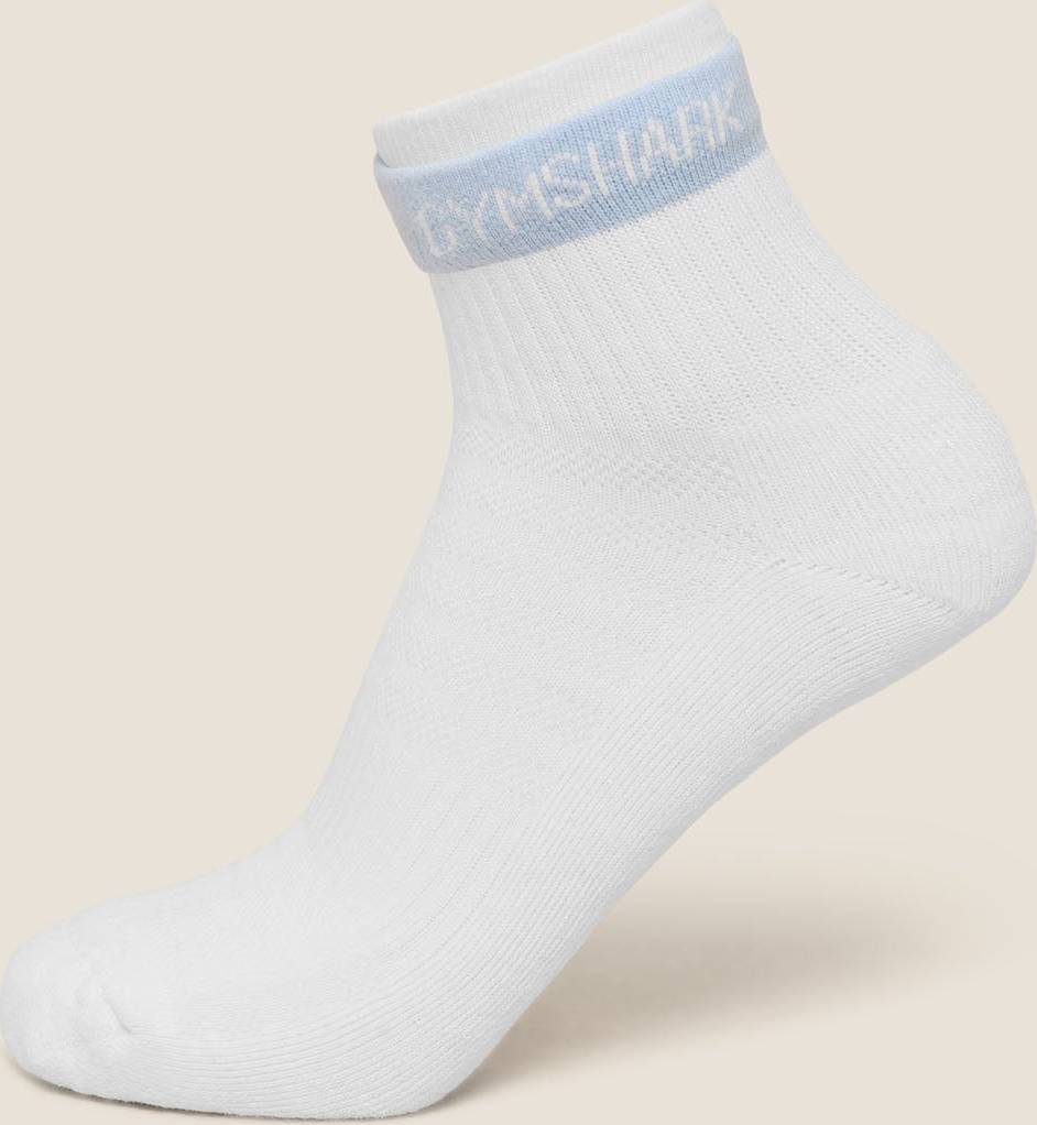 Gymshark Double Cuffed Socks Single - White