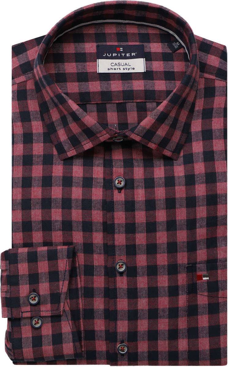 Casual Short Style Overhemd - Rood/Ruit