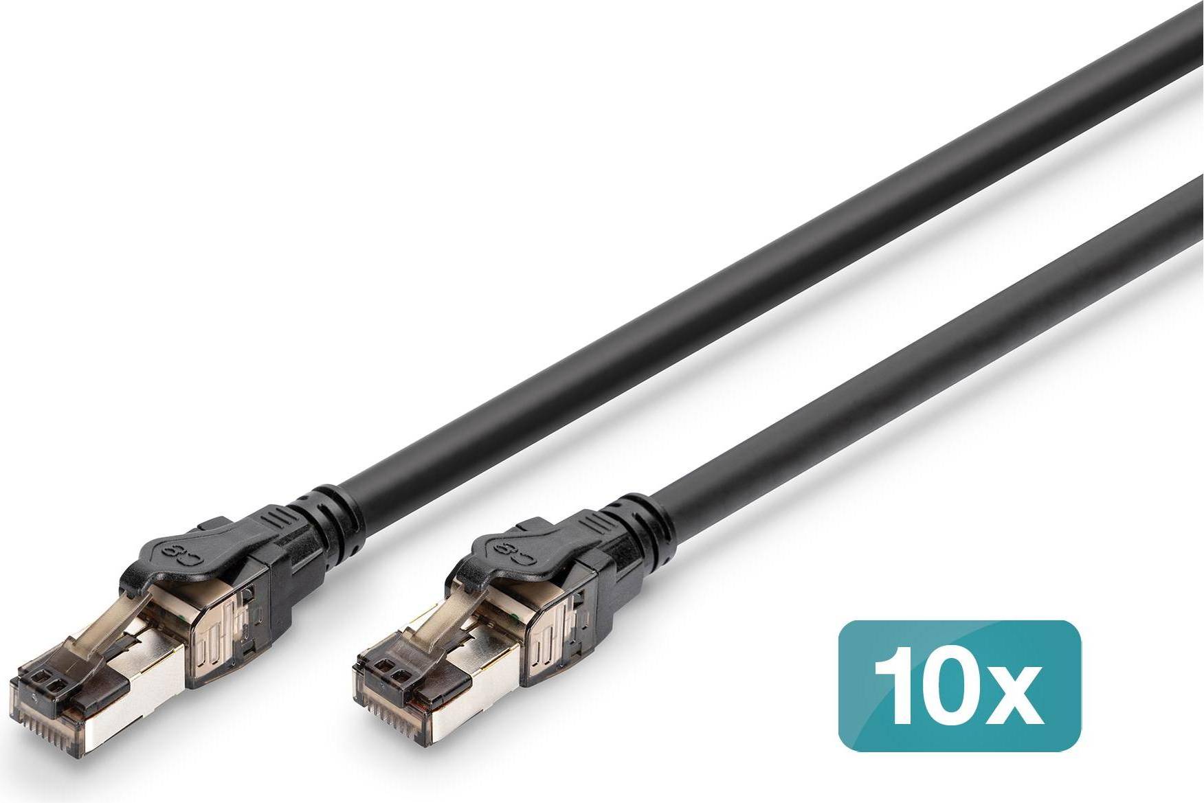 Digitus CAT 8.1 S/FTP RJ45-RJ45 Patchkabel 10 stk. - Sort 3m