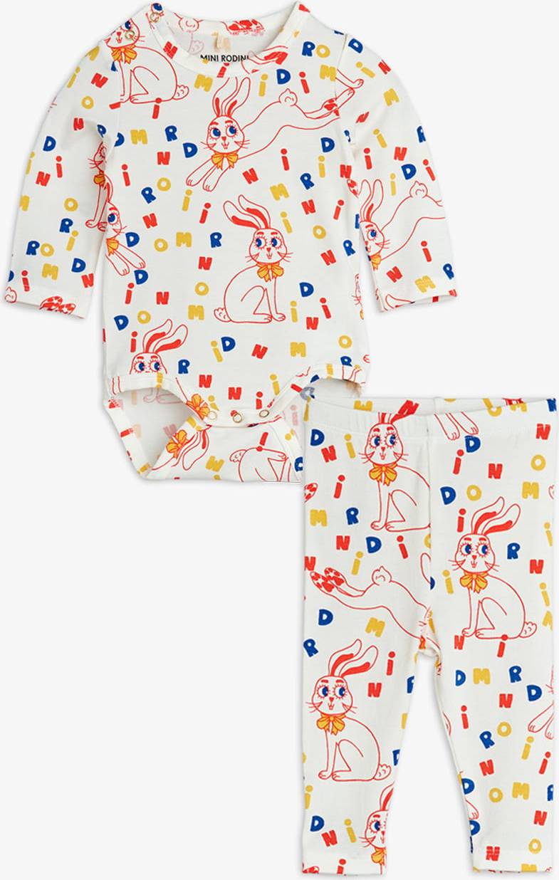Mini Rodini Rabbits Baby Set - Off-White