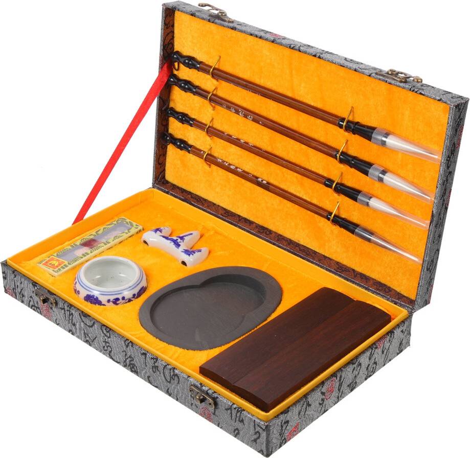 Chinese Calligraphy Set Ink Brush Stone