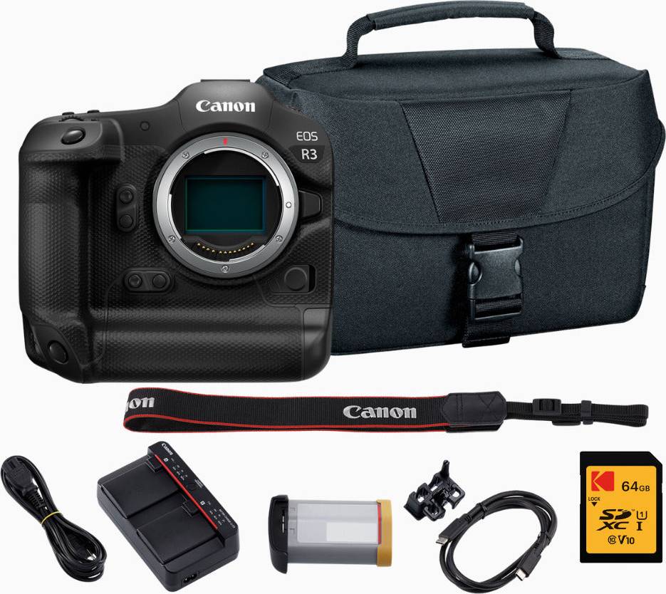 Canon EOS R3 Mirrorless Digital Camera Body with Memory Card and Bag Bundle