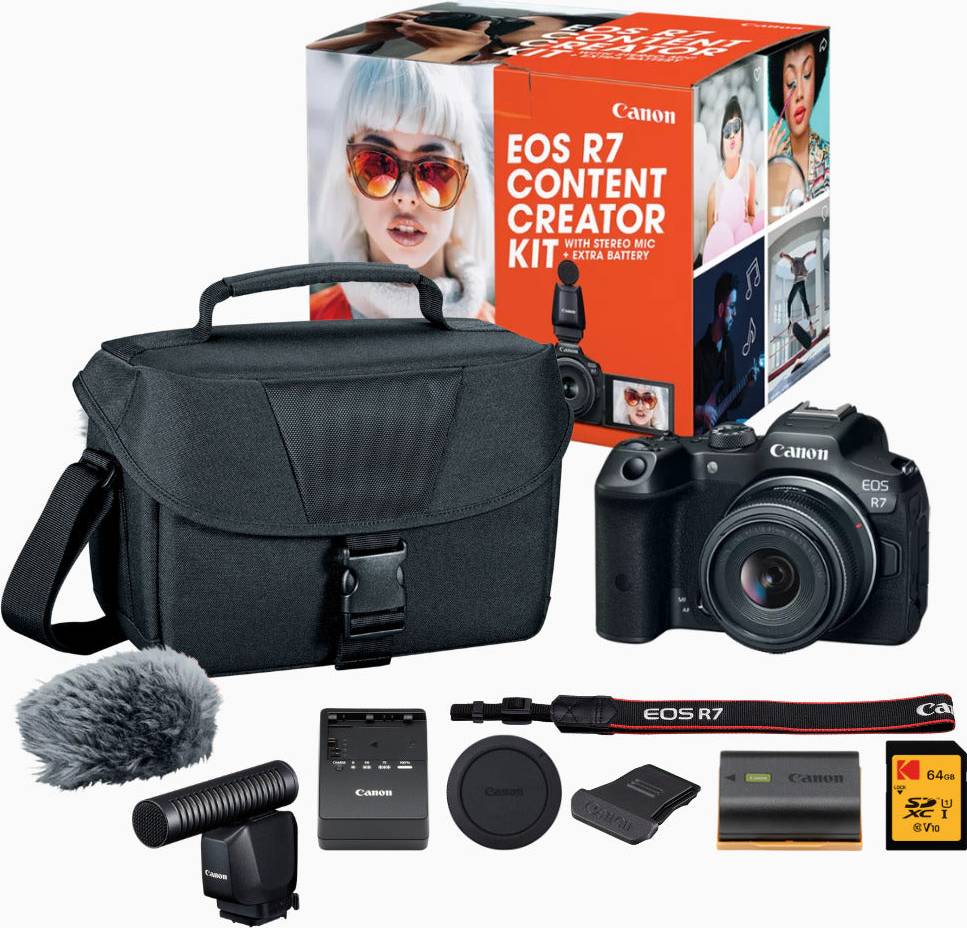 Eos r7 Canon EOS R7 Mirrorless Camera with 18-45mm Lens Content Creator Bundle