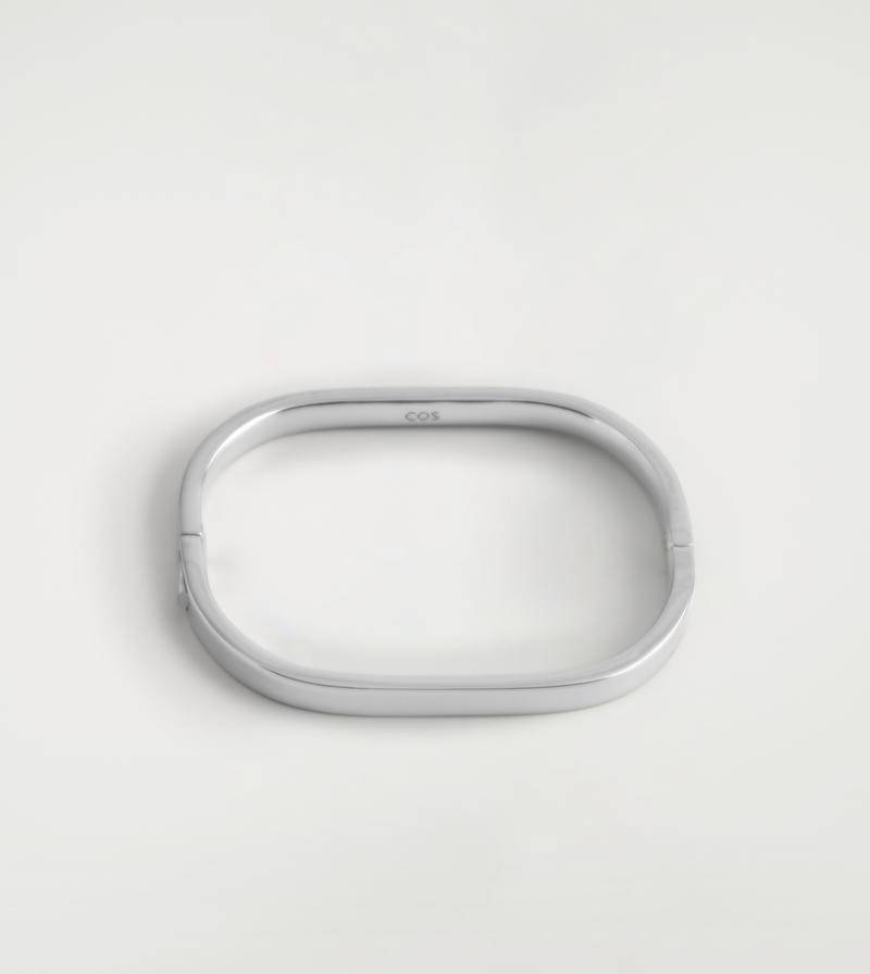 COS Curved Rectangular Bangle - Silver-coloured
