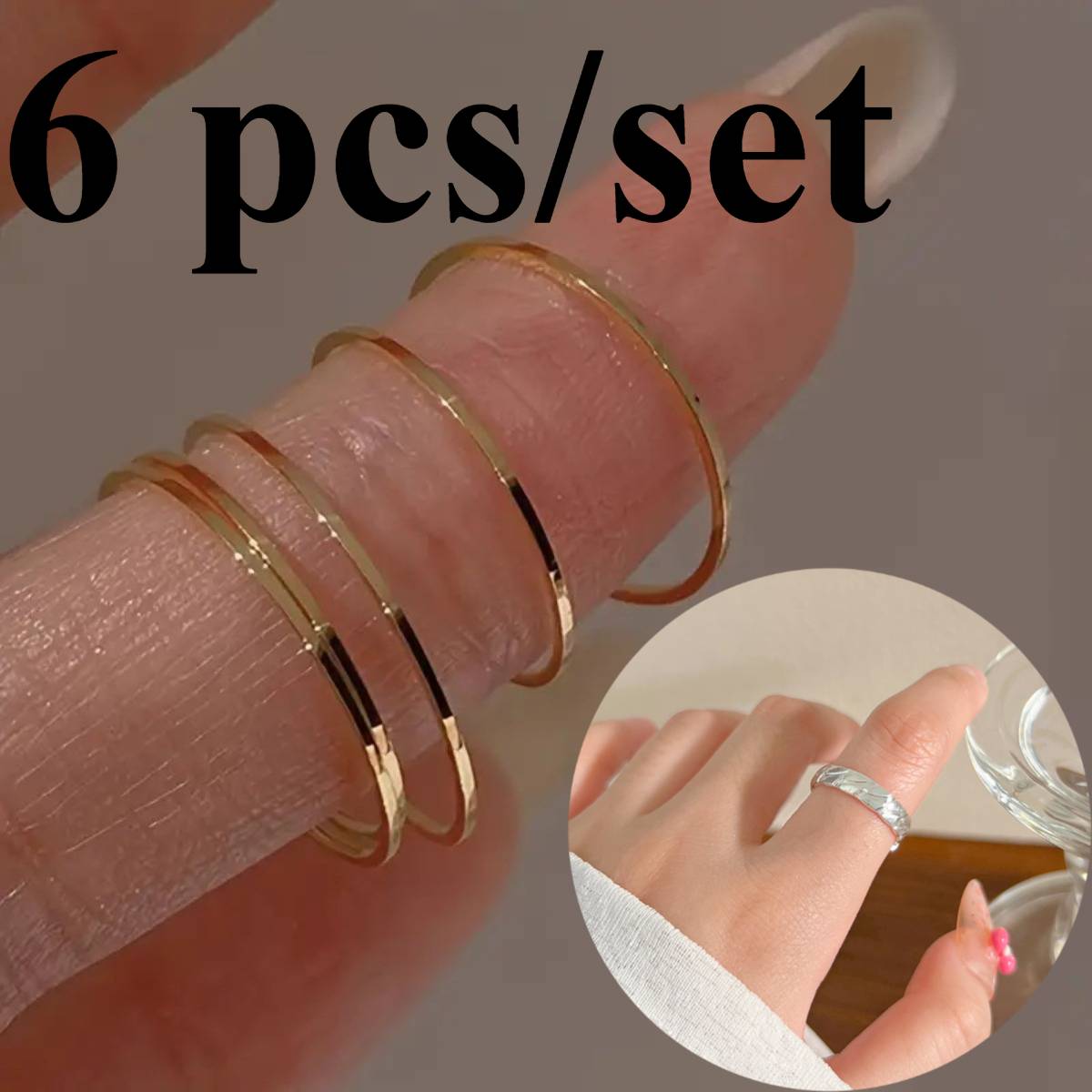 The ordinary set Temu Minimalist Stylish Women's Ring Set Stackable Ordinary Rings - Stackable