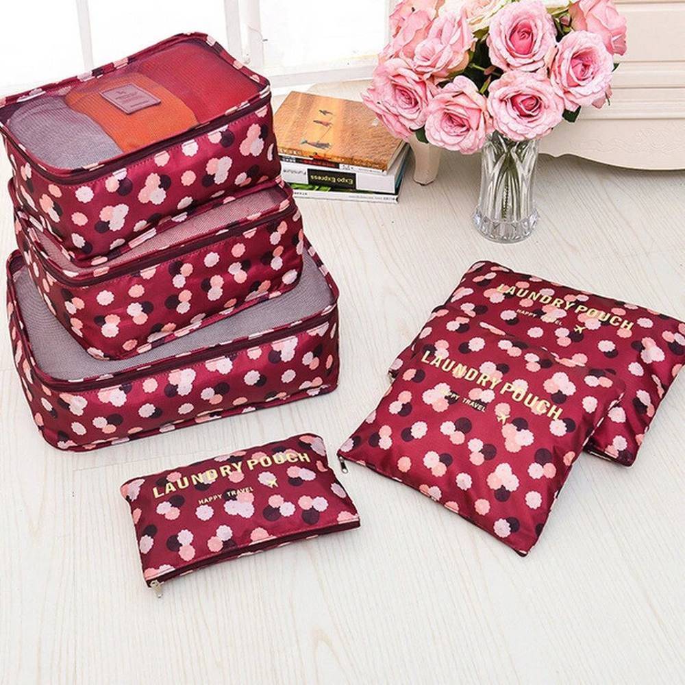 WineRed Flower 6PCS Packing Cubes