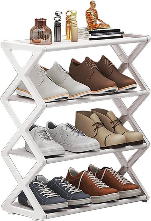 Tlily X-Shaped Shoe Rack White Shoe Rack