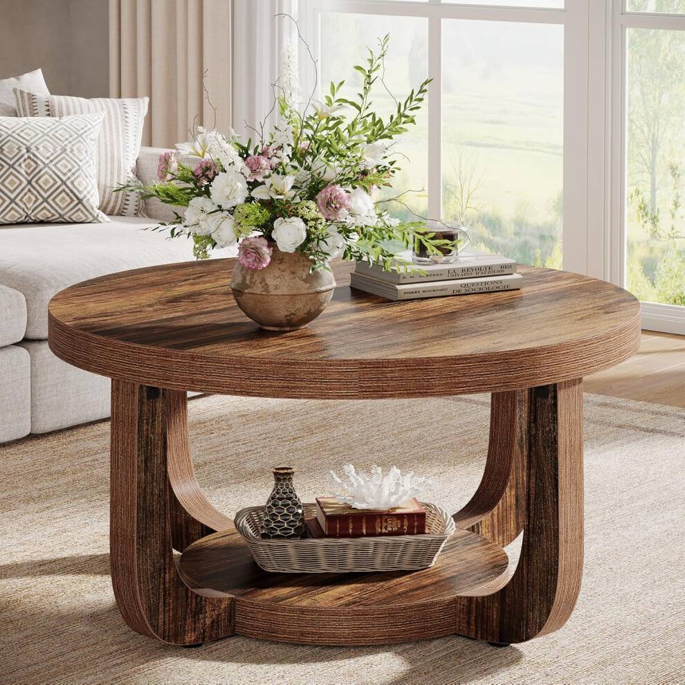 Table Basse Ronde 2 Niveaux Avec Rangement