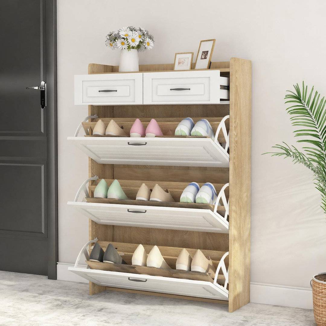 Brayden Studio Shoe Storage White Shoe Rack