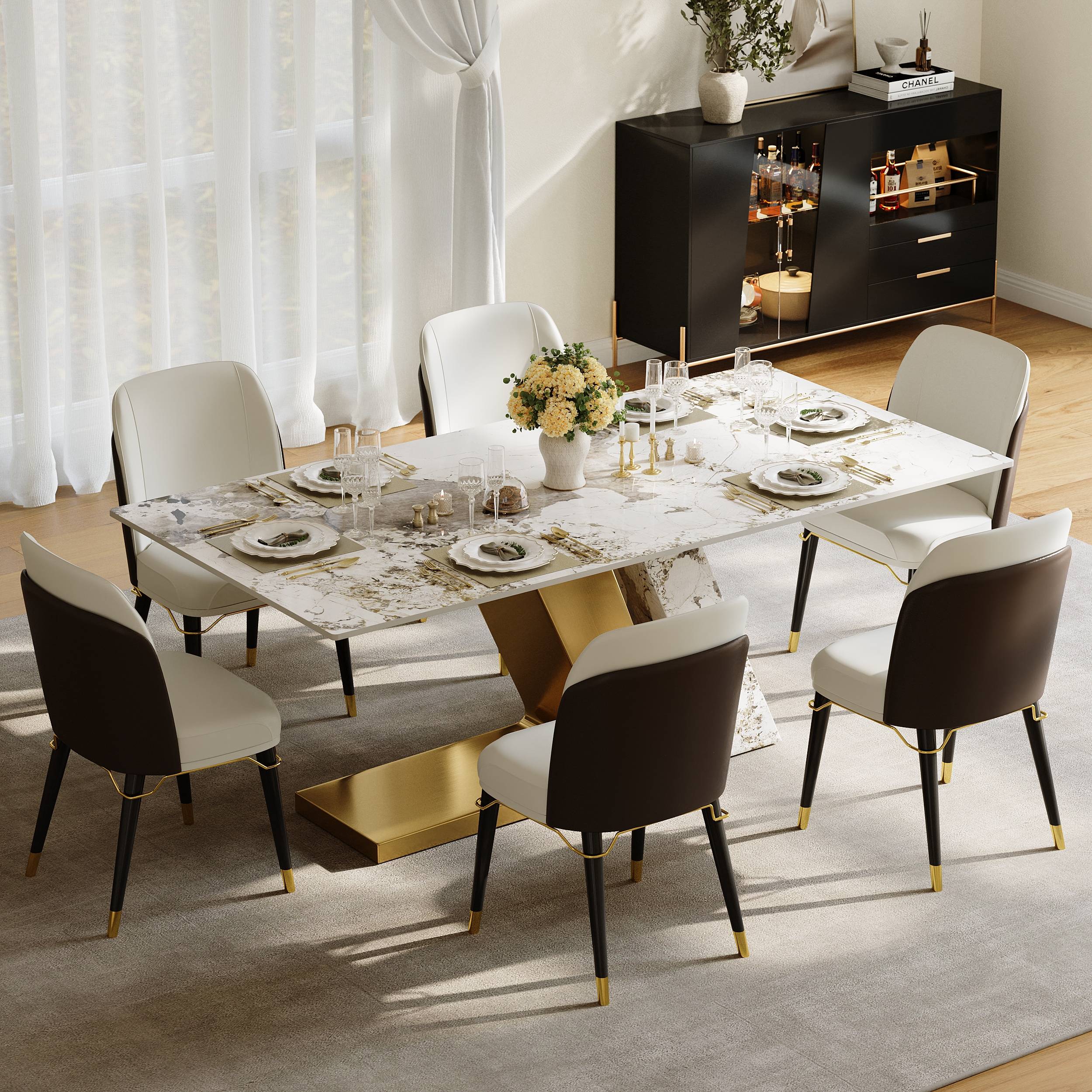 79 Inch Rectangle Sintered Stone Dining Table