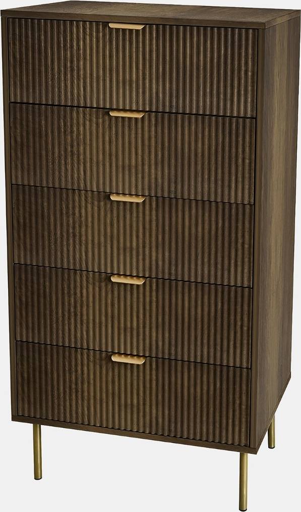 OHS Ribbed 5-Drawer Unit Medium Wood