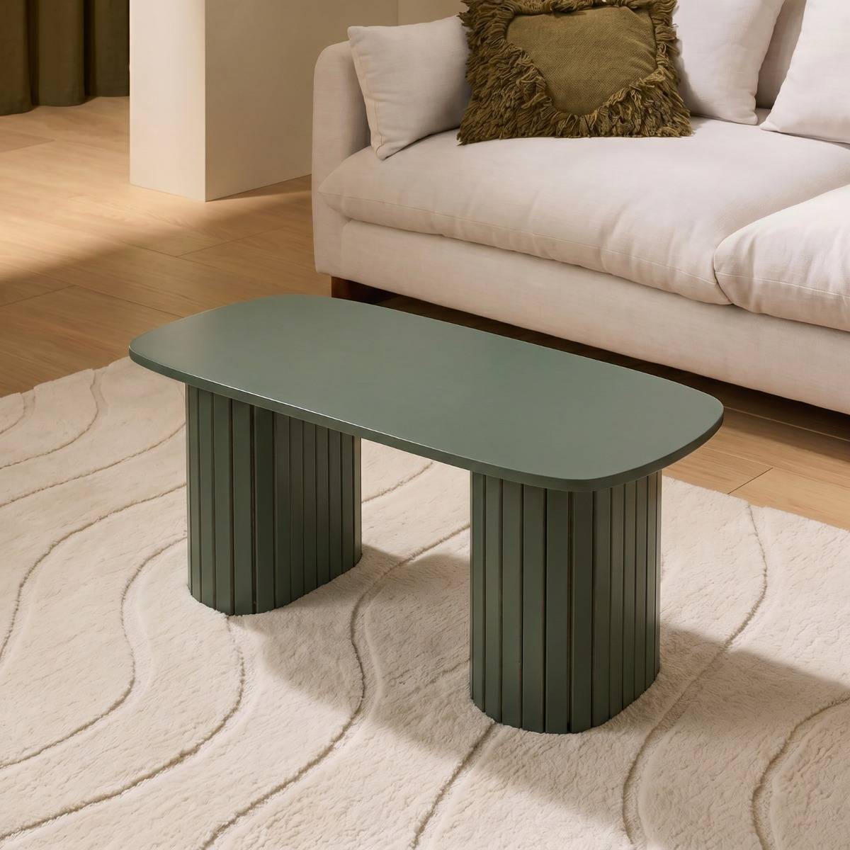 OHS Madison Ribbed Long Coffee Table Coffee Table