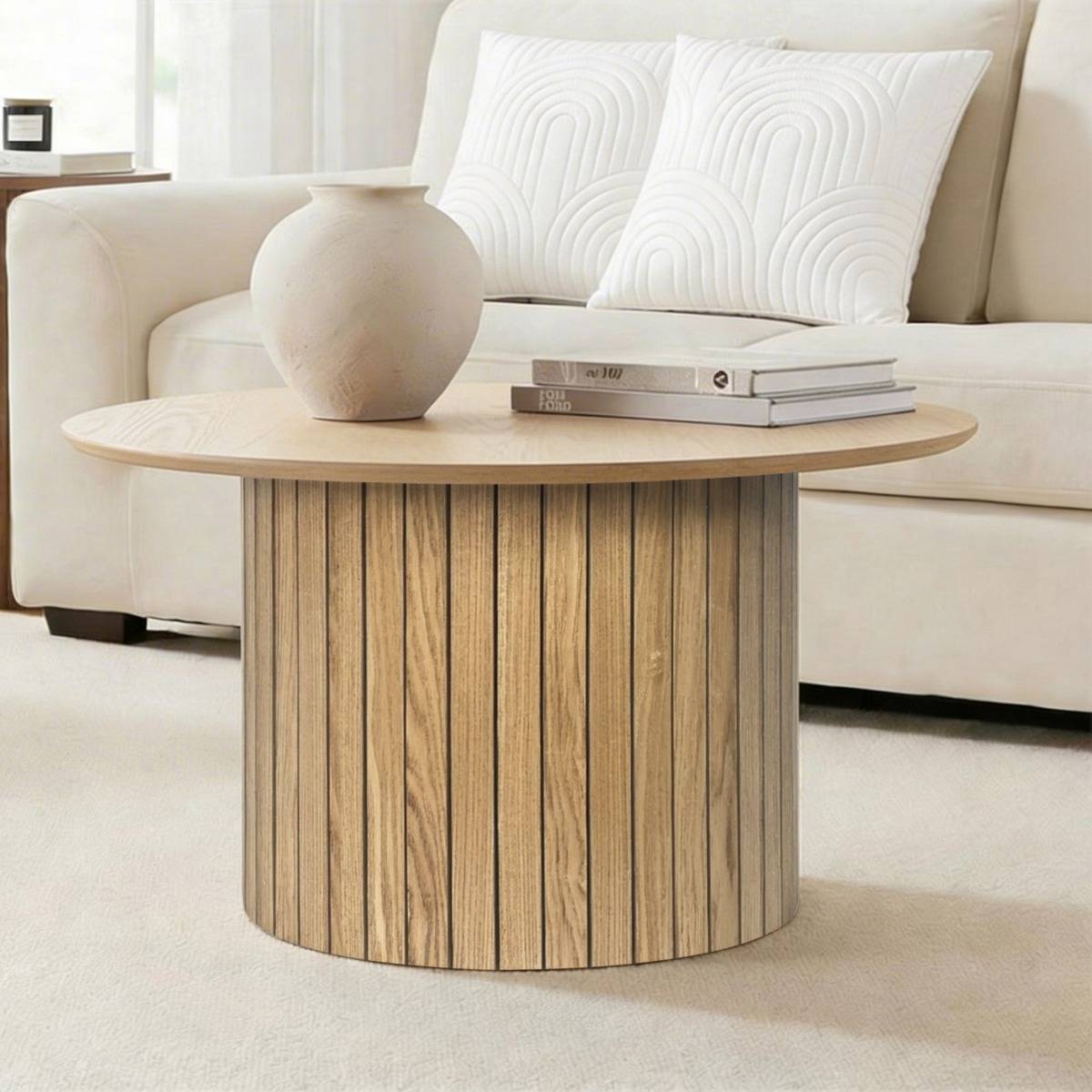 OHS Madison Ribbed Round Coffee Table Coffee Table
