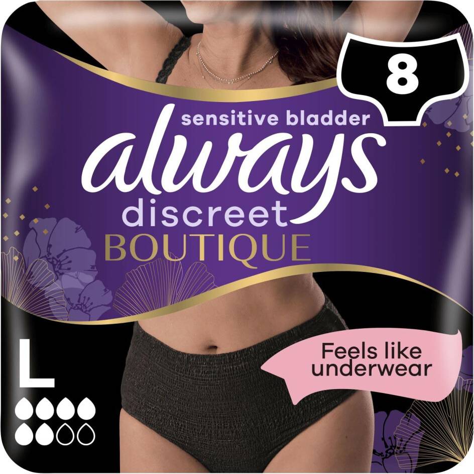 Always Incontinence Pants Plus Large Black 8-pack
