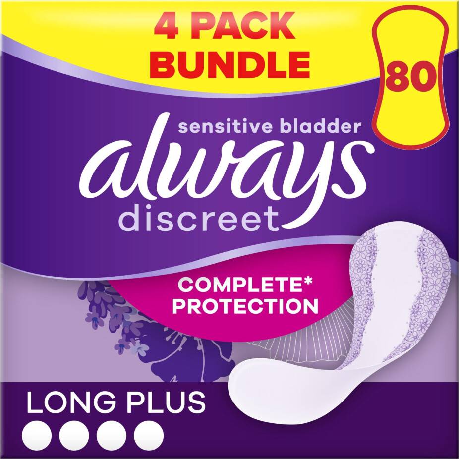 Always Plus Incontinence Liners for Sensitive Bladder Pack 80-pack