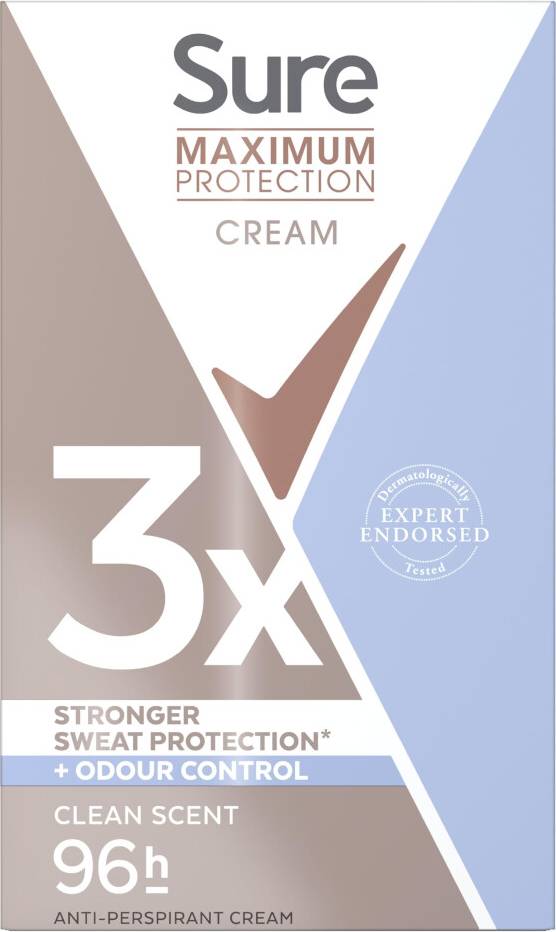 Maximum protection antiperspirant Sure Maximum Protection Clean Scent Cream Stick 3x Stronger
