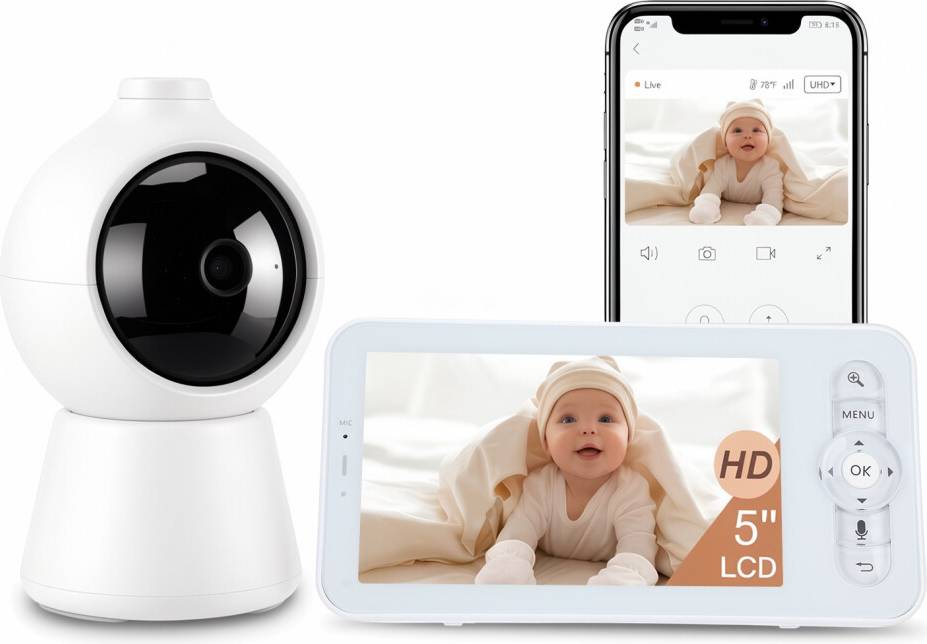 2K Video 5 Inch Display Baby Monitor Camera