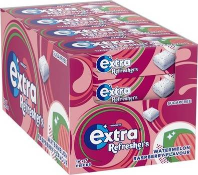 Extra Refreshers Watermelon Raspberry Sugar Bulk Box 16 x 7 16pcs 1pack