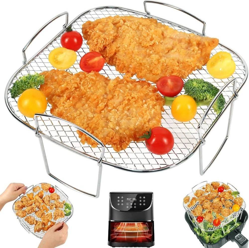 Stackable Stainless Steel Rack for Ninja Air Fryer - Silver