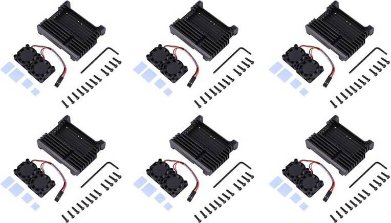 Raspberry pi 4 model b Exogio Aluminum Case Dual Cooling Fan Metal Shell Black Enclosure Raspberry Pi 4 Model B