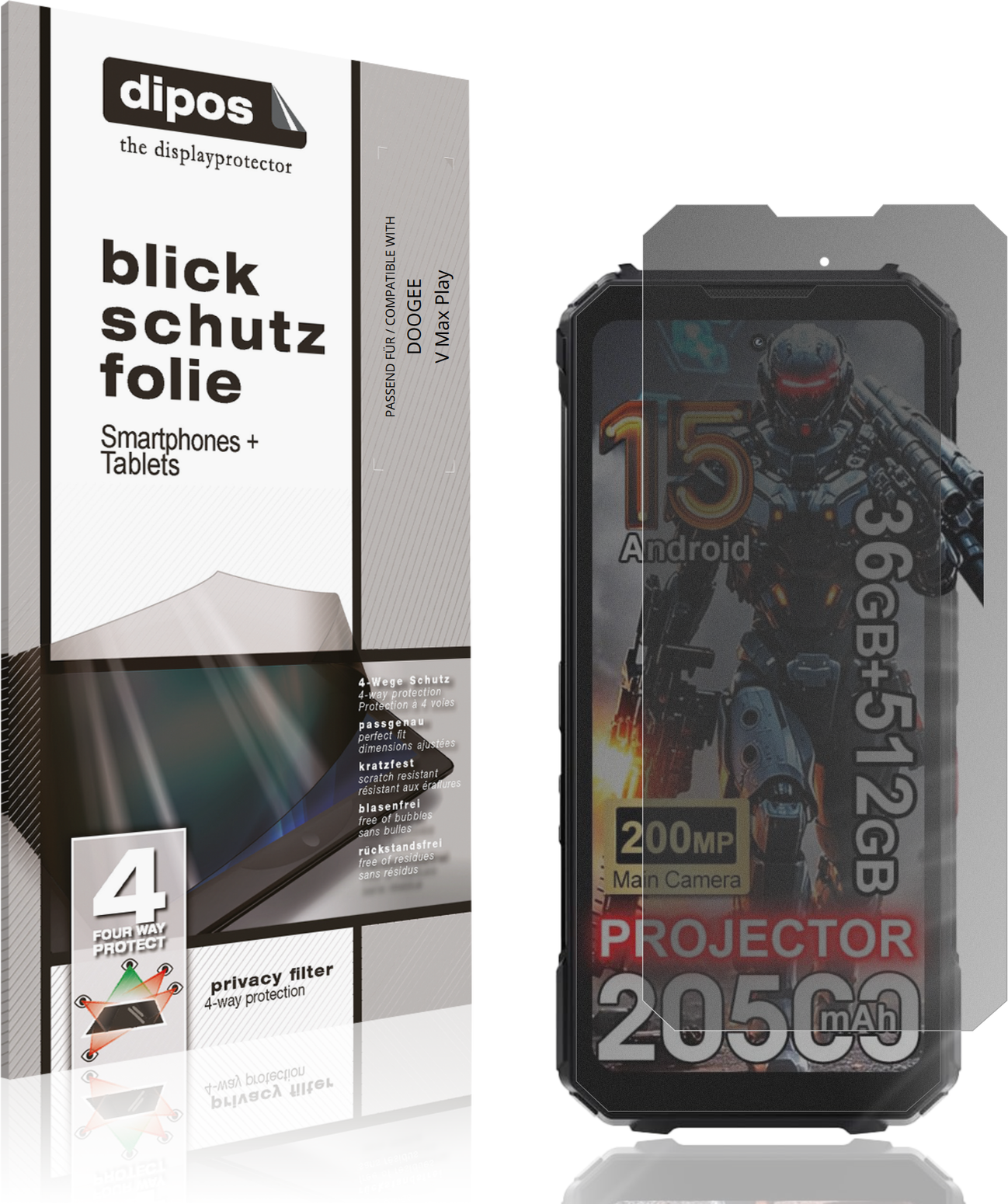 Dipos Screen Protector For Doogee V Max Play Privacy Filter