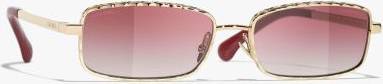 Chanel Rectangle Solbriller Lys Guld Rosa
