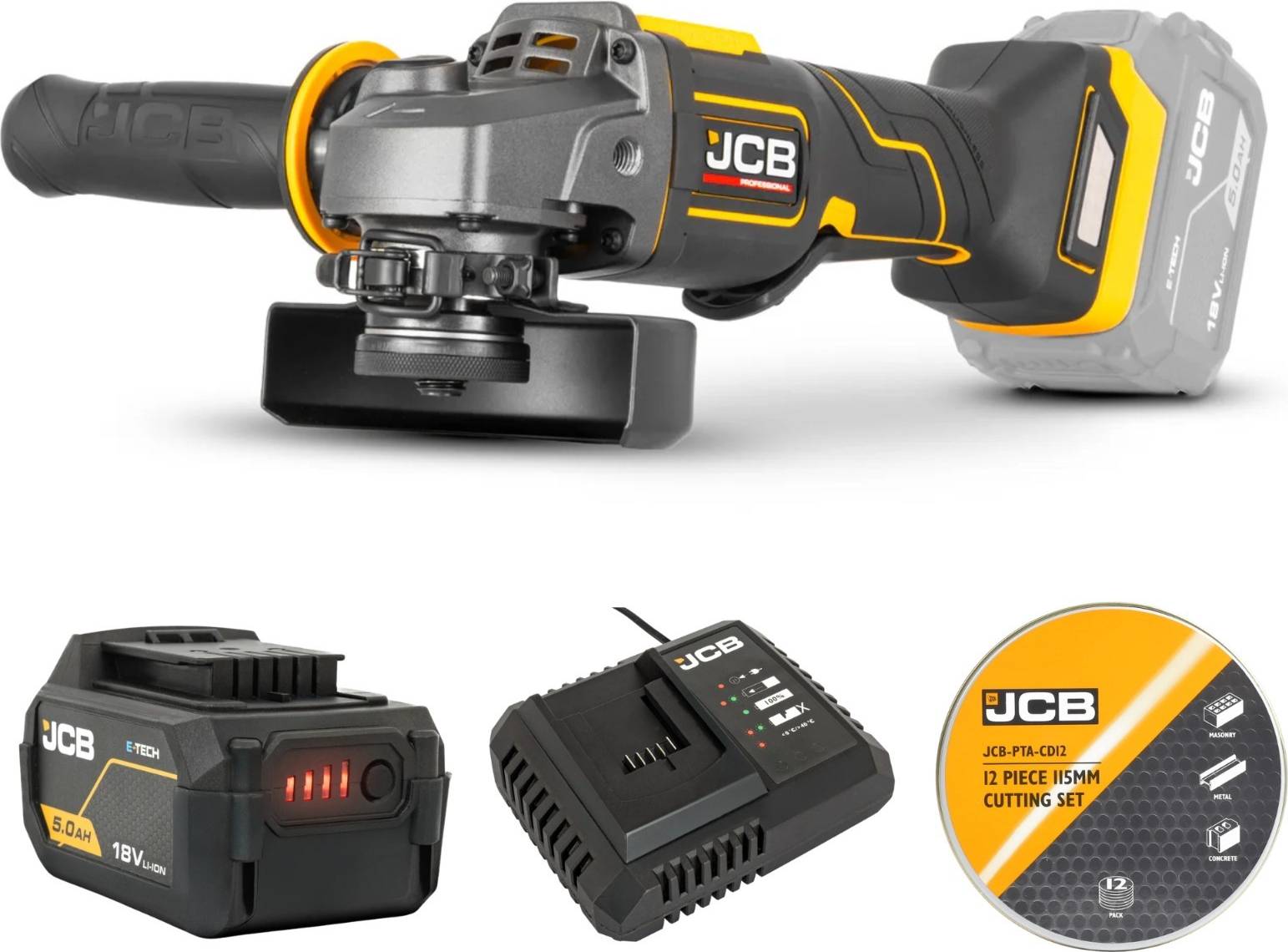 Cordless angle grinder with battery JCB Pro Cordless Angle Grinder Kit