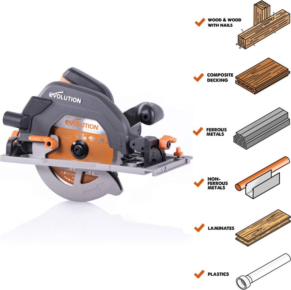 Evolution R185CCSX Circular Saw With TCT MultiMaterial Cut
