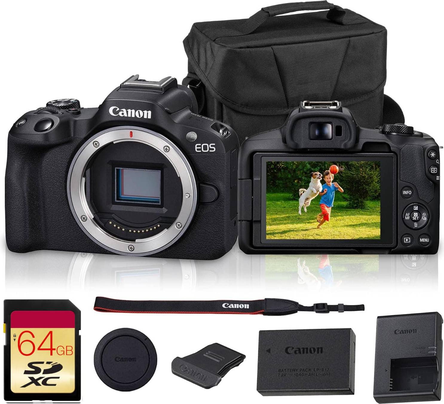 Canon r50 bundle Canon EOS R50 Mirrorless Camera 24.2MP 4K Creator Bundle