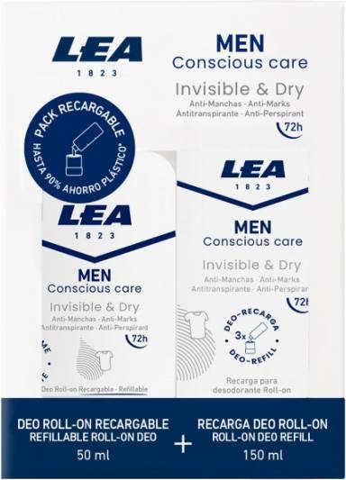 Lea Men Invisible Dry Refillable Deo Roll Kit