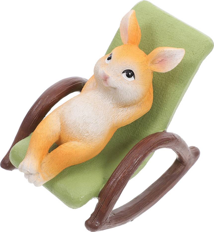 Inoomp 3Pcs Rabbit Rocking Chair Bunny Resin Ornament