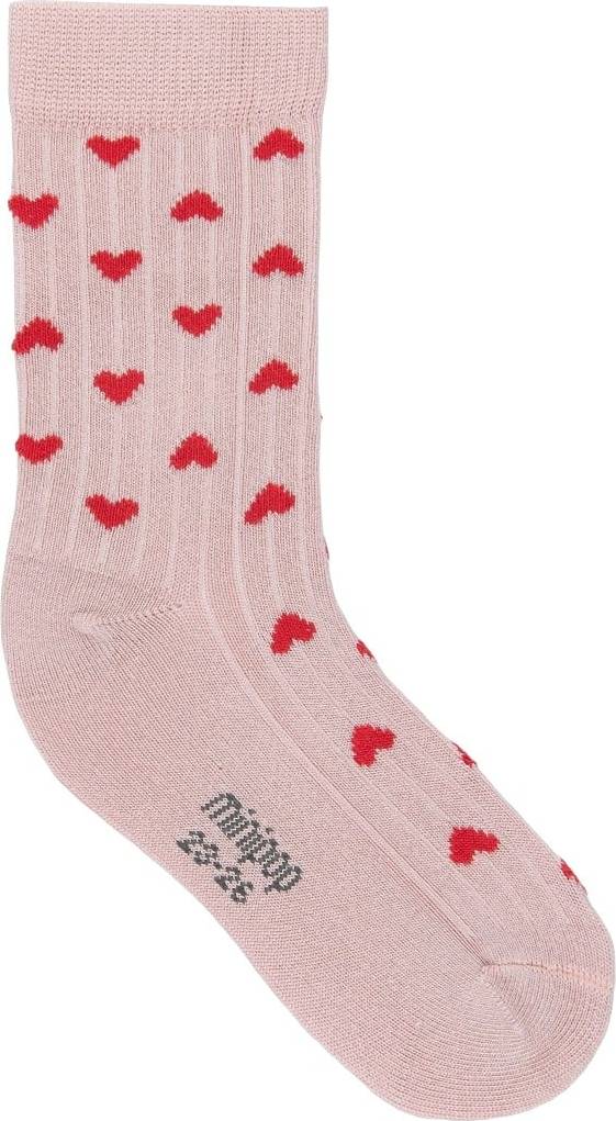 Minipop Rib Bambu Strumpor Rose Heart