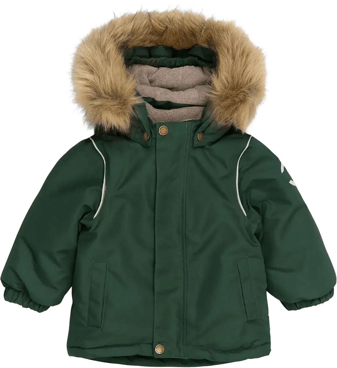 Mikk-Line Winter Jacket Solid With Fake Fur - Green