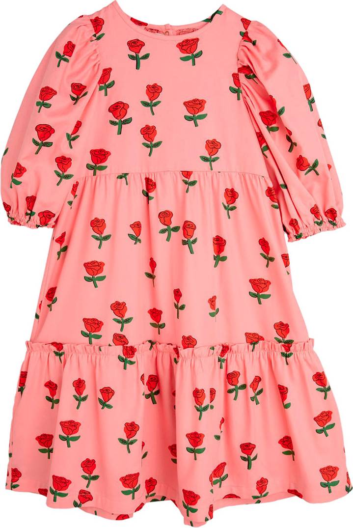 Pink roses Mini Rodini Roses AOP Puff Kleid - Pink