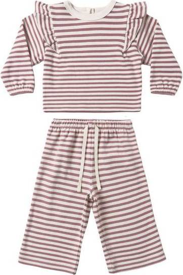 Quincy Mae Ruffle Cozy Set Mulberry Stripe