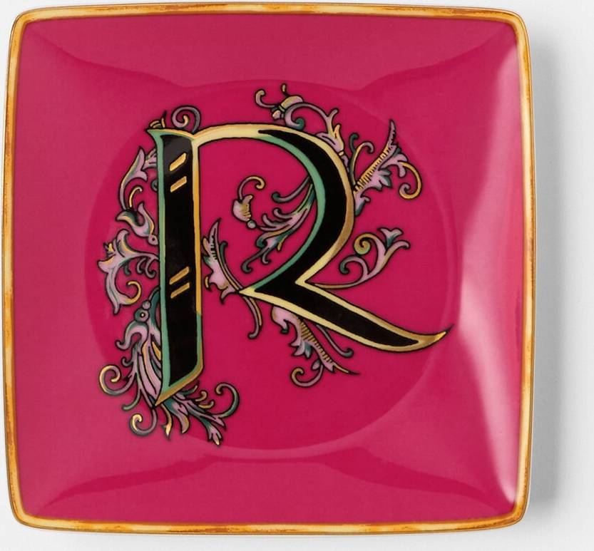 Versace Alphabet R Small Square Plate 12 cm Print