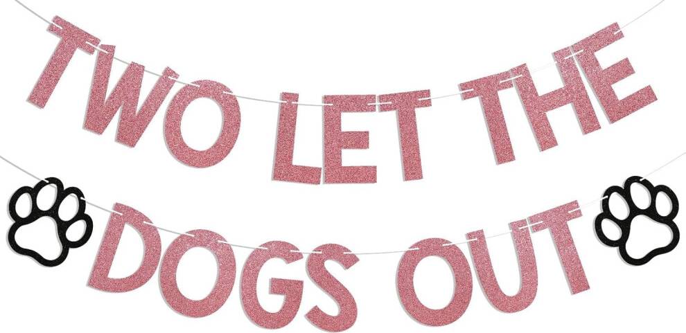 Two Let the Dogs Out Banner Rose Gold