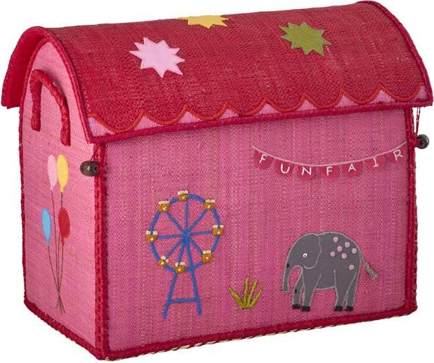 Rice Raffia Förvaringshus Roligt Tema Liten Rosa