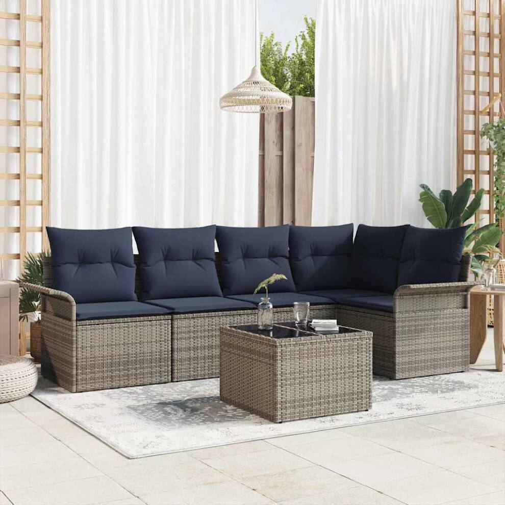vidaXL Gartensofa Set 6 Pcs Grau Poly-Rattan