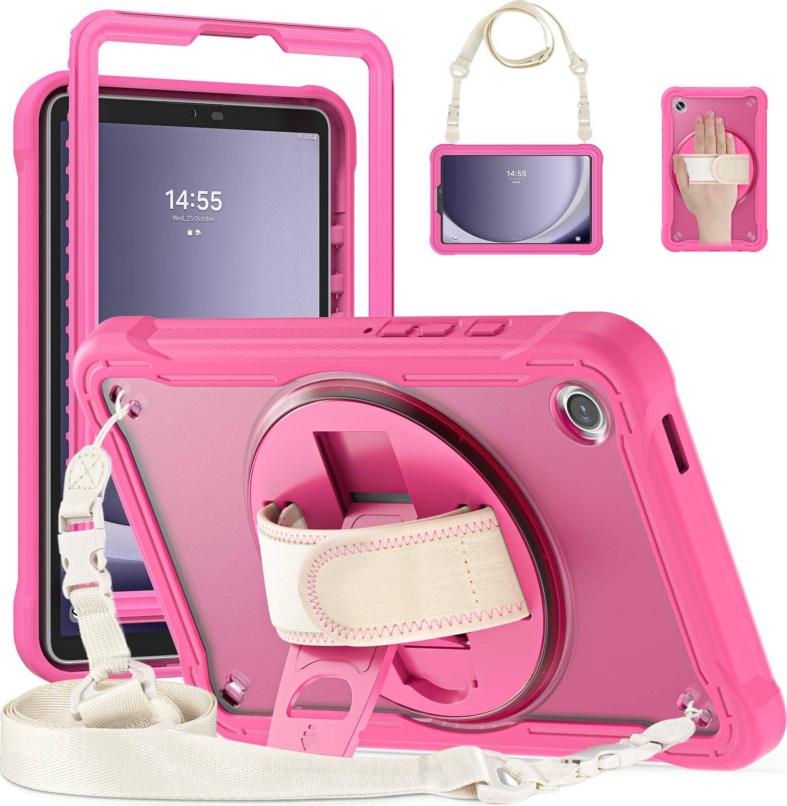 Dteck Rugged Case Shockproof Handstrap Crossbody Strap Rose