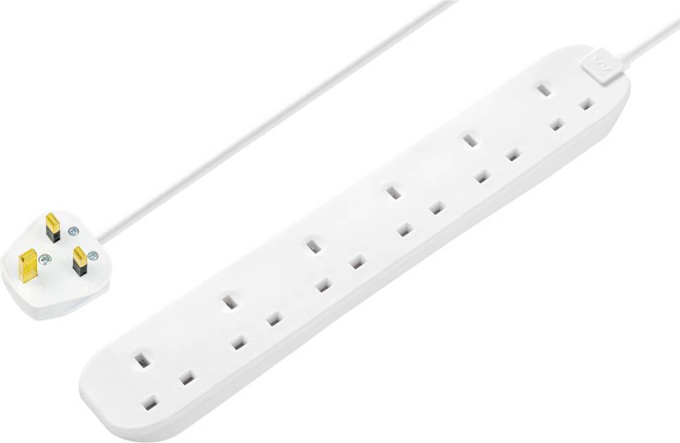 3 metre extension lead Masterplug Six Socket Extension Lead 3 Metre Cable